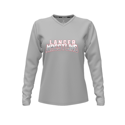 [FTLVCFGY-FYXS-LOGO2] Comfort T-Shirt (Female Youth XS, Gray, V Neck, Logo 2, Long Sleeve)