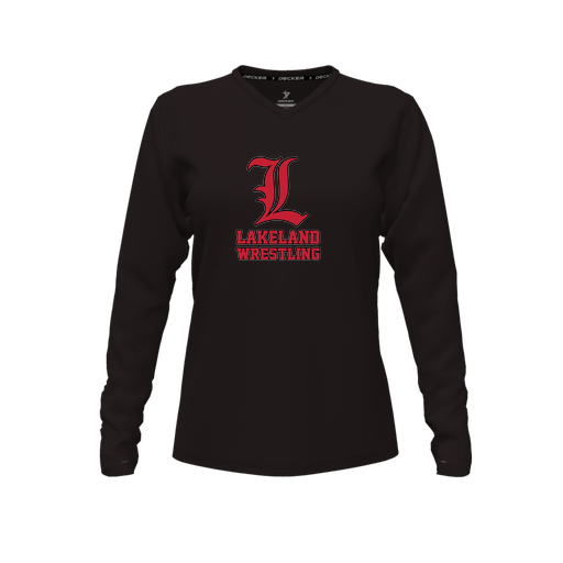 [CUS-DFW-TEES-PER-VNK-LSL-BLK-FYXS-LOGO3] Performance T-Shirt (Female Youth XS, Black, V Neck, Logo 3, Long Sleeve)