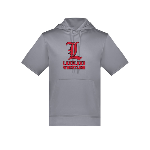 [6871.059.S-LOGO3] Men's Dri Fit Short Sleeve Hoodie (Adult S, Gray, Logo 3)