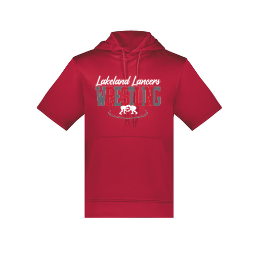 [6871.083.S-LOGO1] Men's Dri Fit Short Sleeve Hoodie (Adult S, Red, Logo 1)