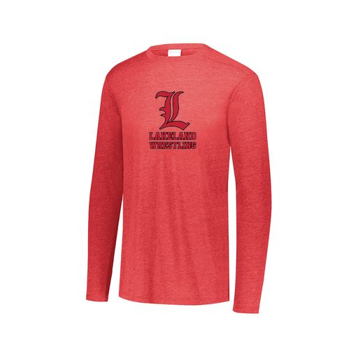 [FTLCUBRD-AXS-LOGO3] Decker Men's Tri-Blend T-Shirt - Long Sleeve (Adult XS, Red, Logo 3)