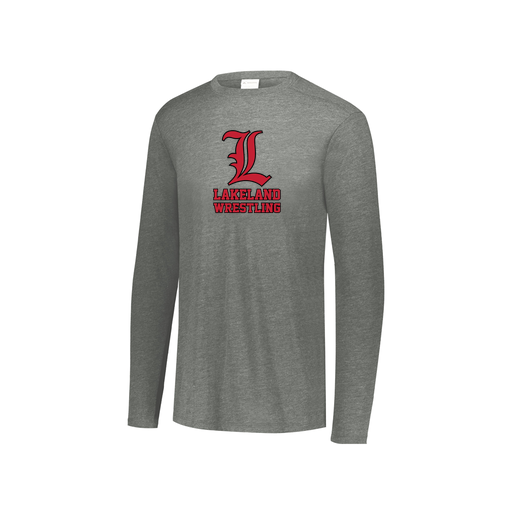 [FTLCUBGY-YS-LOGO3] Decker Youth Tri-Blend T-Shirt - Long Sleeve (Youth S, Gray, Logo 3)