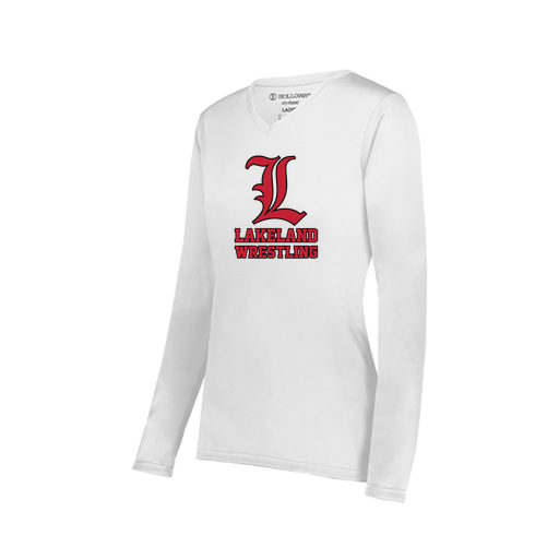 [222824.005.S-LOGO3] Ladies LS Smooth Sport Shirt (Female Adult S, White, Logo 3)