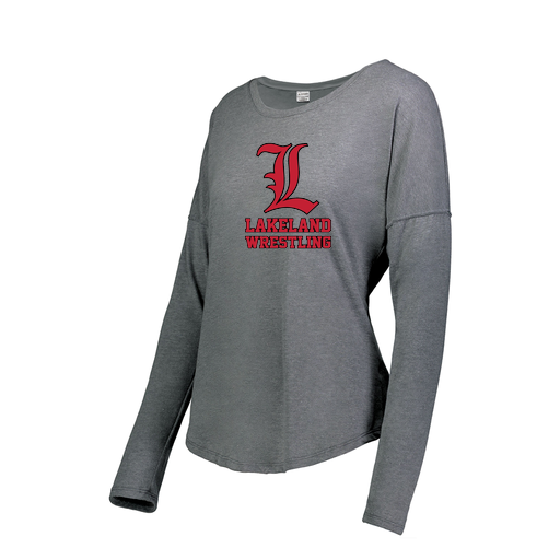 [FTLCUBGY-FAXS-LOGO3] Ladies LS Ultra-blend T-Shirt (Female Adult XS, Gray, Logo 3)